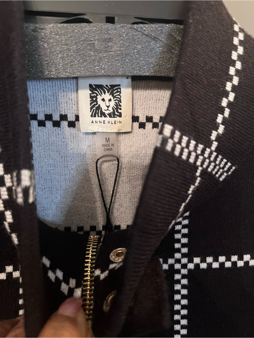 Anne Klein Black Windowpane Jacket with Gold Buttons - Picture 6 of 8